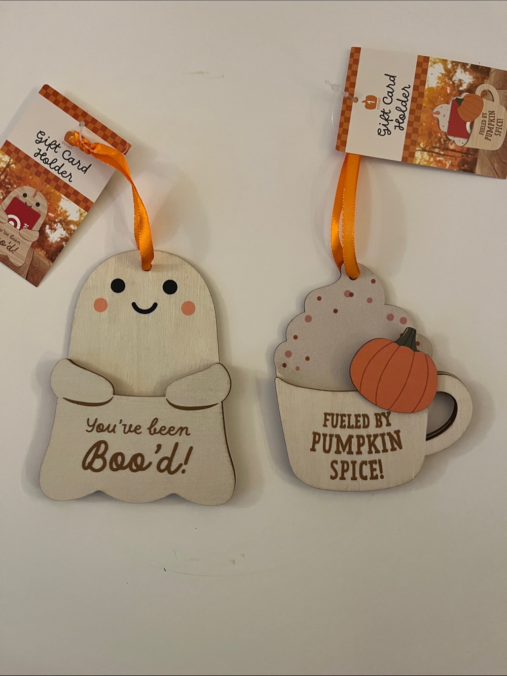 Target Bullseye Wooden Pumpkin Spice & Ghost Ornaments